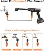 Cordless Pressure Washer, 1100PSI Portable Power Washer with 3.0Ah Battery, 1.8Max GPM Cordless Power Washer Battery Operated with 6-in-1 Nozzle, Foam Pot,17ft Hose, suit for Car/Floor/Garden - Image 7