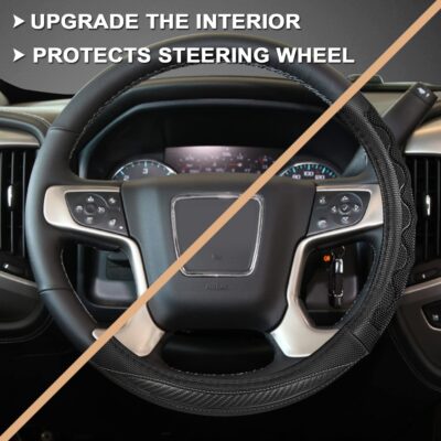 GIANT PANDA Steering Wheel Cover for GMC Sierra Acadia Terrain Yukon(3D Honeycomb-Gray-Standard Size) - Image 4