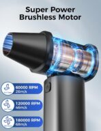 Compressed Air Duster-180000RPM Electric Air Duster Rechargeable Brushless Motor, Stepless Speed/3-Gear Adjustable Mini Blower Cordless with LED Light, Dust Blower for Computer, House, Outdoor, Car - Image 2