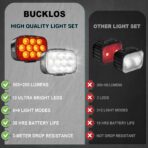 BUCKLOS Bike Lights Front and Back for Night Riding, 10 LED Ultra Bright 8+9 Modes USB Rechargeable Bicycle Headlight and Tail, IPX6 Waterproof 1100mAh Bikes Light Set, 35 Hrs Long Battery Powered - Image 2