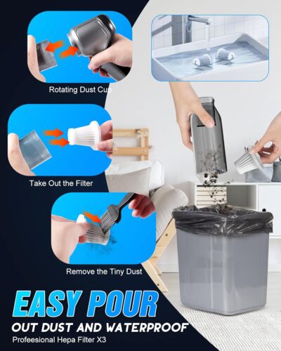 18000Pa Car Vacuum Portable Cordless, 5000mAh High Power Cordless Vacuum Cleaner, 120W Portable Vacuum for Car, Office, Pet and Home Cleaning - Image 7