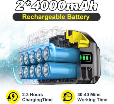 Cordless Pressure Washer, 2200W Brushless Motor, 4 Speed Modes, Max Pressure 1400PSI, 2 x 4.0 Ah Batteries, 6-in-1 Swivel Nozzle, Cleaning Brush, 16.4FT Hose, Cleaning and Garden Irrigation - Image 4