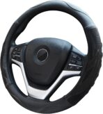 Alusbell Breathable Auto Car Steering Wheel Cover for Men and Women Microfiber Leather 15 Inches Black - Image 2
