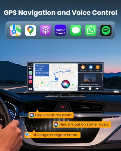 Largest 11.5"Wireless Apple CarPlay Screen for Car–Portable Carplay & Android Auto Touchscreen Car Stereo with App Control, 4K Dash Cam, Backup Camera, GPS, Mirror Link, Voice Control,for All Vehicles - Image 4