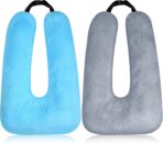 Barydat 2 Pcs Car Travel Pillow for the Back Seat 28 x 18 in Sleeping Reading Pillows for Long Distance Travel Car Cushion for Kids Adults Head and Body Support U Shaped Pad for Travel(Gray, Blue)