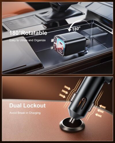 SUPERONE Retractable Car Charger, 69W Car Charger Adapter for iPhone 17 USB C Charger Fast Charging with Starry Light, Car Accessories Compatible with iPhone 17/16/15/14/13/12, iPad, Android, Pixel - Image 8