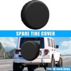 uxcell Universal 210D Polyester Spare Tire Cover for Jeep Trailer RV SUV Truck Wheel Fit Overall Wheel Diameter 16 Inch Black - Image 2
