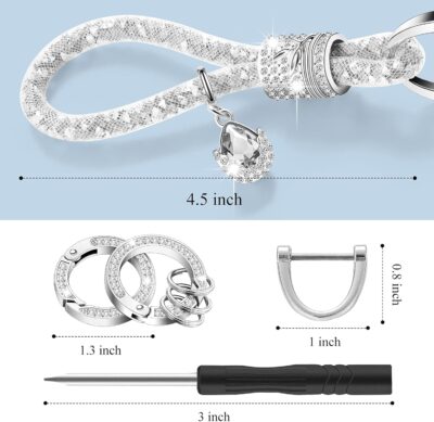 Frienda Bling Keychain for Women Gifts Car Wristlet Key Chains Crystal Lanyard Rhinestone Fob DIY Crafts - Image 6