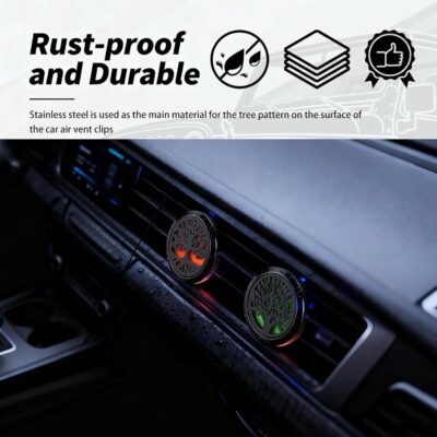 2PCS 30mm Tree of Life Car Essential Oil Diffuser Vent Clip,Stainless Steel Car Diffusers for Essential Oils as Decoration with 12 Felts,Stylish Essentials Oil Cars Diffuser Vent Clips - Image 6