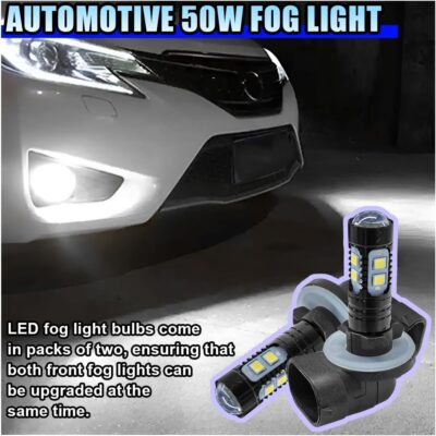 2PCS Bright 50W 881 LED Fog Light Bulbs, High-Power 6000K 881, 889, 862, 886, 894, 896, 898 LED DRL Daytime Running Lights, Xenon Cool White Headlight Bulbs Replacement for Car, Truck (White) - Image 4
