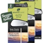 Enviroscent Non-Toxic* Car Air Freshener Auto Stix® - Scents Made Safer - Enjoy Fragrance Lasts Up to 180 Days - Includes Auto Stix® Diffusers & Elastic Loops - Black Vanilla & Mandarin (Pack of 3)