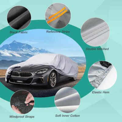 6 Layers Car Cover for Coupe Sports Waterproof All Weather, Heavy Duty Full Exterior Cover Suitable for Audi TT, BMW Z4, Subaru BRZ, Porsche 718 Boxster Cayman etc. Size A2 (See Size Chart) - Image 7
