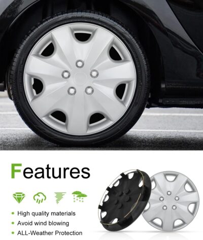 SCITOO 4-Pack Premium 16 Inch Hubcaps Set Wheel Rim Cover OEM Style Easy Snap On Car Truck SUV Silver HubCap(Full Set of 4) - Image 4