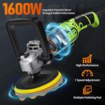 Buffer Polisher, 1600W 6"/7" Rotary Car Polisher with 7-Speed(1600-3500 RPM), Car Buffers and Polishers Kit for Cars, Boats, Floors, Furniture - Image 2