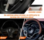 Ziciner Steering Wheel Cover, Soft Leather Premium Durable Elastic Auto Wheel Cover Protector, Stretch Breathable Anti-Slip Lining, Universal 14.5-15 inch Car Interior Accessories (Coffee) - Image 4