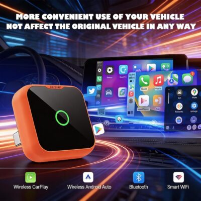 2-in-1 Wireless CarPlay Android Auto Adapter, Plug & Play Wired to Wireless Converter for iPhone Android, Fast Auto Connect,Stable,OTA Update, Ultra Compact (Orange) - Image 8