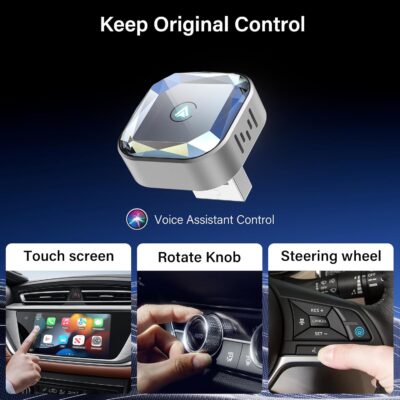 Wireless CarPlay Adapter for Apple iPhone & Android Auto Dongle Plug and Play 2-in-1 Wireless Dongle Bluetooth 5.4 Car Play Adapter Mini Sized & Fast Connection - Image 4