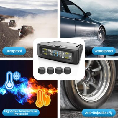 RV Tire Pressure Monitoring System, 6-Wheel Real Time Wireless TPMS Sensors Set of 6 for Cars, SUVs & Light Trucks (0-9.9 BAR, 0-144 PSI, Solar/USB Charging)±3 PSI (6 Sensors) - Image 6
