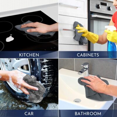 GLIMGLINT Grey Microfiber Cleaning Cloth,12PK Reusable Cleaning Rags, Highly Absorbent Shop Rags Bulk, All-Purpose Car Cleaning Towels for TV Screen, Kitchen, Bathroom, Restaurant Garage, 14"X12" - Image 7