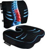 Seat Cushion &Office Chair Cushion,Lumbar Support Pillow for Office Chair,Ergonomic Memory Foam Non-Slip Office Chair Cushion,Back Support Cushions for Tailbone&Sciatica Pain Relief Black