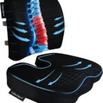 Seat Cushion &Office Chair Cushion,Lumbar Support Pillow for Office Chair,Ergonomic Memory Foam Non-Slip Office Chair Cushion,Back Support Cushions for Tailbone&Sciatica Pain Relief Black