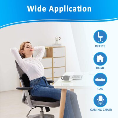 SAIREIDER Seat Cushion and Lumbar Support Pillow for Office Chair, Memory Foam Car Seat Cushions Back Support Pillows, Help Relieve Pain of Back, Lumbar, Tailbone and Sciatic Nerve（Black） - Image 5