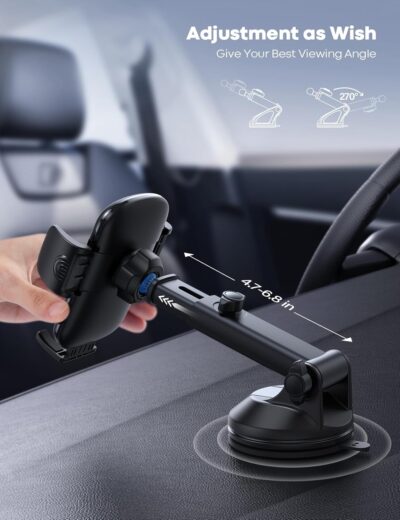 Lamicall Car Phone Mount - [Strongest Military-Grade Suction Cup] 360° Rotation Phone Holders for Your Car Quick Release Adjustable Phone Mount for Car Dashboard for iPhone 17 16 Pro Max Galaxy Truck - Image 8