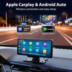 10.26" Wireless CarPlay Screen for Car: 4K Dash Cam & 1080P Backup Camera, Portable Touchscreen Car Stereo for Apple Carplay & Android Auto, GPS Navigation, Mirror Link, BT, FM, Voice Control - Image 2
