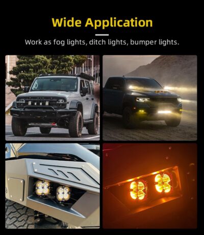 Exzeit 120W 3Inch Lights Pods with DRL, 12000LM Auxiliary Driving LED Pods Ditch Light, Bright Fog Lights for 4Runners Truck Cars,12V/24V - Image 6