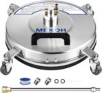 MEKOH 14" Pressure Washer Surface Cleaner 4500PSI, 4 Wheels Stainless Steel Power Washer Attachment for Driveway Sidewalk Patio Concrete, 1/4'' Quick-Connect, 1 Extension Wand & 2 Replacement Nozzles