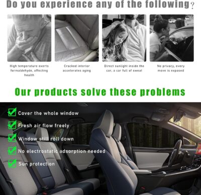 2 PCS Window Shades, Auto Front Rear Side Sun Shades for Block Heat & UV Protection, Breathable Mesh Baby Screen Covers, Universal Car Accessories (Back) - Image 4