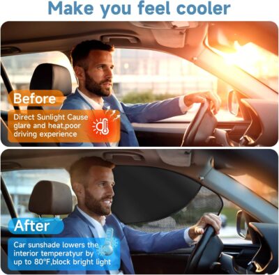 2 PCS Car Window Shades, Magnetic Double Layer Car Side Window Sun Shades with Full Shade/Half Shade, Front Window Covers for Driver,Car Accessories - Image 4