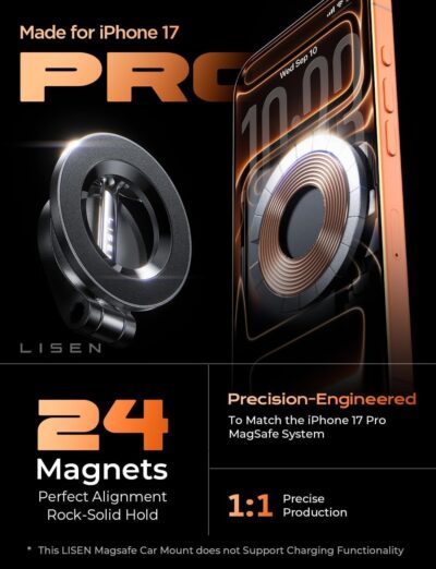 LISEN for MagSafe Car Mount for iPhone 17 Pro Max [24 Strong Magnets] Classic Magnetic Phone Holder for Car Dashboard Magnet Phone Mount Car Cell Phone Holder for iPhone 17 Pro Max Air 16 15 14 13 12 - Image 3