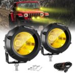 Auxbeam Amber Fog Lights, 3.5 Inch 50W Round Led Offroad Light 5000LM Yellow Round Led Pods with Wiring Harness Kit, Spot Flood Combo Driving Lights for Truck ATV UTV Motorcycle Off-Roading - Image 8