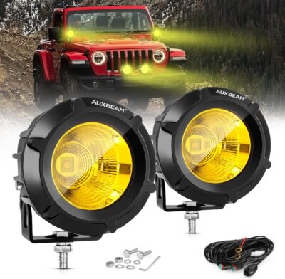 Auxbeam Amber Fog Lights, 3.5 Inch 50W Round Led Offroad Light 5000LM Yellow Round Led Pods with Wiring Harness Kit, Spot Flood Combo Driving Lights for Truck ATV UTV Motorcycle Off-Roading - Image 8