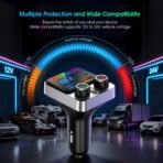 Bluetooth 5.4 Car Adapter 48W Charging USB Bluetooth Adapter for Car,Wireless Fm Transmitter Radio,Song Switching,Handsfree Calling and Audio Receiver,HiFi Music Player,Matrix LED Effects - Image 8