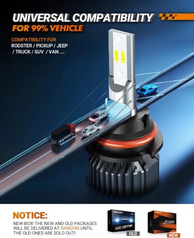 SEALIGHT 9004 Bulbs, 64,000LM Brighter, HB1 Driving Light Bulbs, 60W 6500K White Fog Bulbs, 80,000hrs Long Lifespan, 1:1 Size 3 Minute Plug-N-Play for Vehicle ATVs & Powersports, Pack of 2 - Image 8