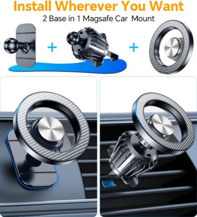 Kaistyle for Magsafe Car Mount【20 Strong Magnets】Magnetic Phone Holder for Car Phone Holder Mount Dash Mounted Holders Cell Phone Holders for Your Car Accessories for Women Men for iPhone 17 16 15 14 - Image 2
