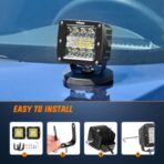 Nilight 2Pcs 3Inch 42W LED Cubes Upgraded Spot Flood Combo Square Driving Fog Off Road Lights 12V 5Pin Rocker Switch Wiring Harness Kit-2 Leads - Image 7