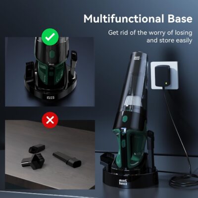 Minthouz Handheld Vacuum Cordless, Strong Suction Car Vacuum Cleaner with LED Light, Long Runtime Hand Vacuum Cordless Rechargeable, Hand Held Vac with Charging Base for Home/Car/Pet/Office - Image 7