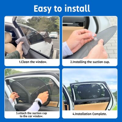 2026 New Upgrade Car Window Shades for Side Window(4 Pack),Car Window Shade for Baby with 8 Suction Cups,Sun Shade Side Window Can Blocks 99.98% UVR,Sun Shade for Window - Image 6