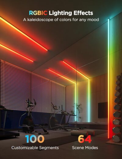 Govee RGBIC LED Strip Lights 32.8ft with Covers, Smart Lights Work with Alexa and Google Assistant, LED Diffuser Channel with LED Lights for Bedroom, Skirting Lines, Studio, Cabinet - Image 5