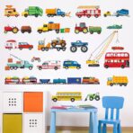 decalmile Transportation Cars Wall Decals Trucks Construction Cars Vehicle Wall Stickers Boys Bedroom Kids Room Playroom Wall Decor - Image 4