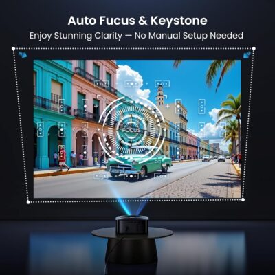 1500 ANSI Official Licensed Google TV Smart Projector, HAPPRUN 4K Full HD Home Theater with Auto Focus, Dolby Sound, Wi-Fi Bluetooth, Built-in Apps, Compatible with Phone & PC, Indoor & Outdoor Use - Image 6