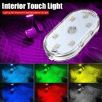 4 PCS Car LED Lights Interior Wireless,7 Colors Magnetic Car Interior Ambient Lights Kit Car Touch Lights,Portable USB Rechargeable Night Reading Light Car Interior Atmosphere Light (4pcs Set) - Image 3