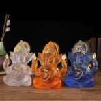 Indian God Lord Ganesha Statue,Transparent Lmitation Glass Hindu Elephant Statue Ganpati Idol Buddha Sculptures,Hindu Gift,Home Temple Mandir Meditation Yoga Room Decor 5.5" - Image 5
