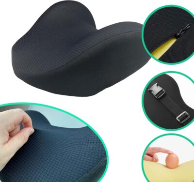 Super Soft Car Headrest Pillow, 100% Memory Foam Car Neck Pillow with Adjustable Strap & Breathable Removable Cover, Ergonomic Design - Travel Pillow Car Pillow for Neck/Back Pain Relief(Black, 1PC) - Image 3