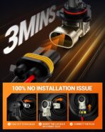 SEALIGHT H11/H9/H8 Light Bulb, 10X Super Brighter than Halogen, 6500K White Built-in Driver, LED Bulbs 360° Adjustable Plug-N-Play, 70000Hrs Lifespan with Cooling Fan, IP68 Waterproof, 2 Pack - Image 6