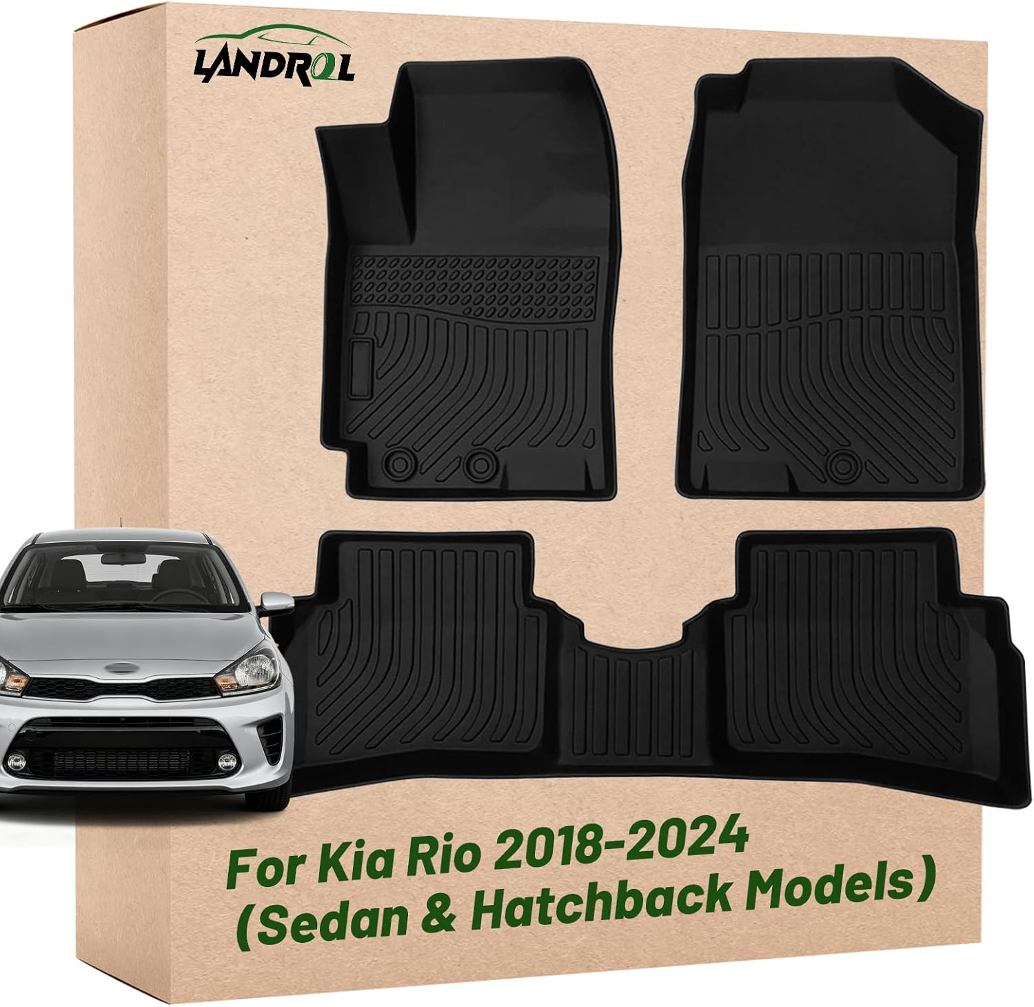 71QLJGqcBYL._AC_SL1500_.jpg Car Floor Mats Replacement for Kia Rio Sedan & Hatchback 2018-2024 Protection Custom Fit All Weather Waterproof Carpets Durable Odorless Liners Front & Rear Full Set Accessories - Image 1