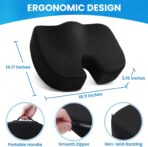 TushGuard Office/ Car Seat Cushion, Non-Slip Sciatica & Back Coccyx Tailbone Pain Relief Chair Pad, Memory Foam Butt Pillow for Computer Desk, Wheelchair, Driving (Black) - Image 2